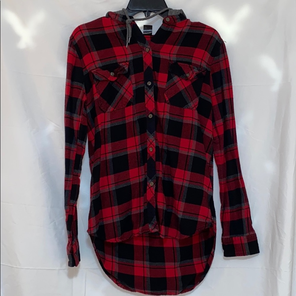 Plaid hooded flannel